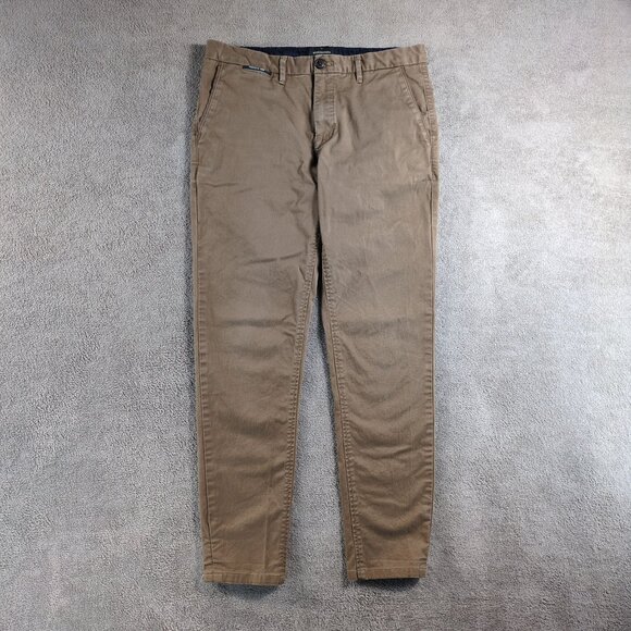 Scotch & Soda Mott Chino Pants Men W29 L32 Slim Fit Stretch Khaki Brown - Picture 1 of 12